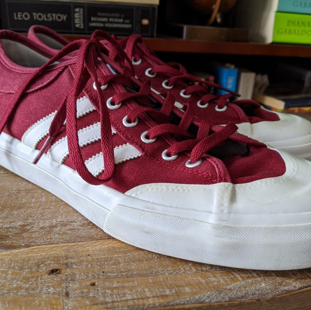 Adidas Maroon Canvas Matchcourt Low Tennis Shoes Sneakers 12